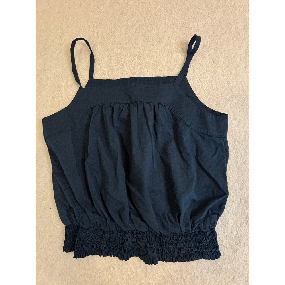 LOFT Navy Blue Spaghetti Strap Smocked Hem Camisole